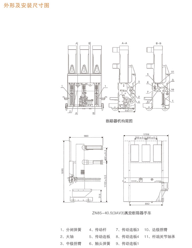 ZN85-40.5/200-31.5型戶內高壓真空斷路器